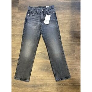 Zara Women's Black Low Rise Straight Crop Slim Fit Jeans Size 0 New With Tags